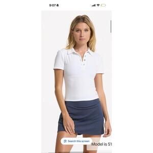 Vuori Women's White Ribbed Polo Shirt Size Large
